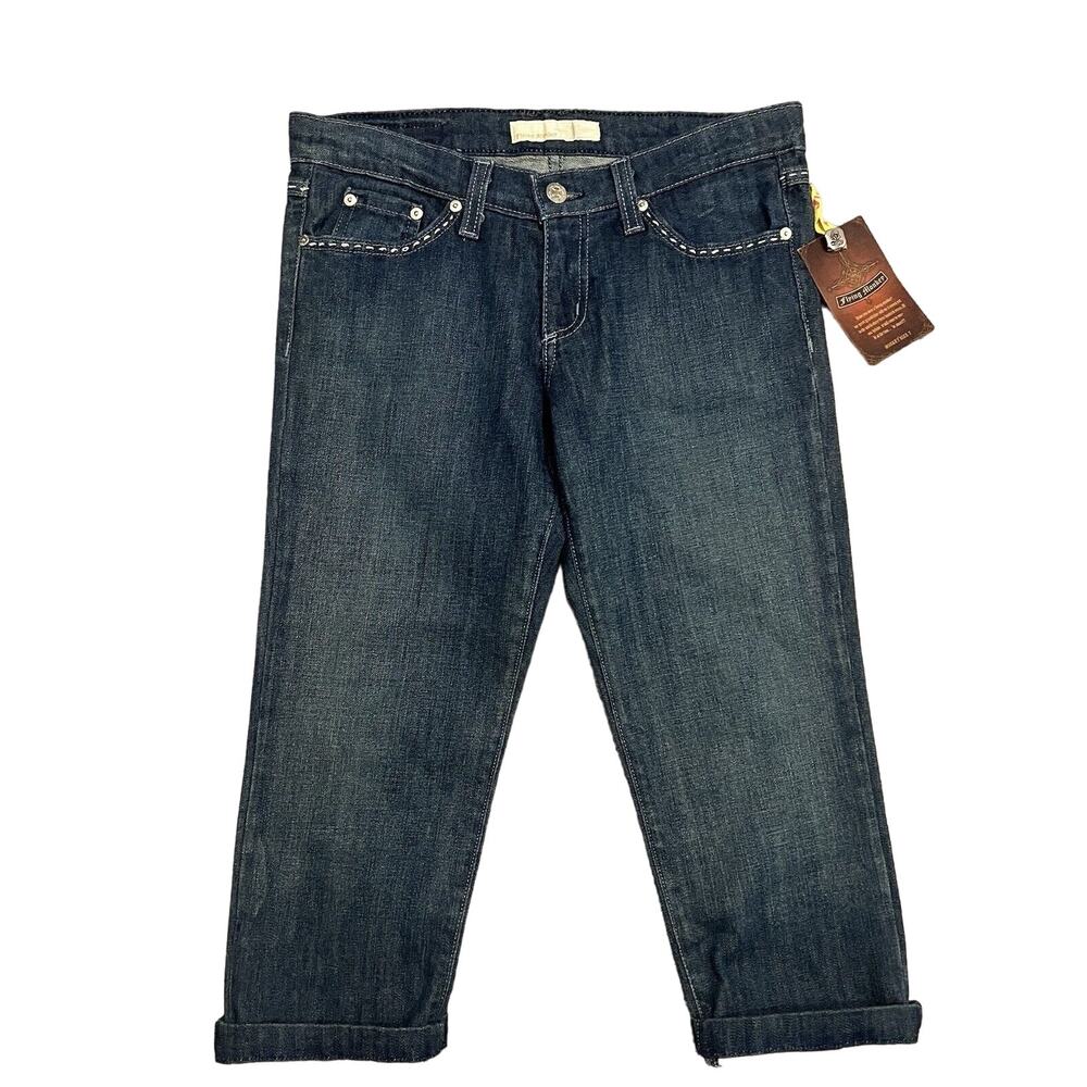 Flying Monkey Capri Jeans Juniors Dark Wash Stretch Mid Rise, Womens Sz 7, NWT